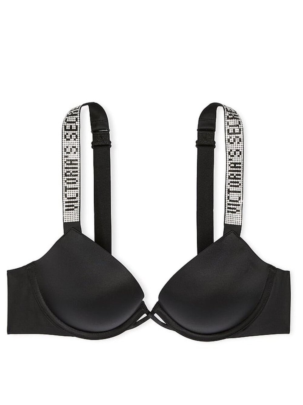New! Victoria’s Secret Black Shine Strap Push-Up Bra Size 32G 34541